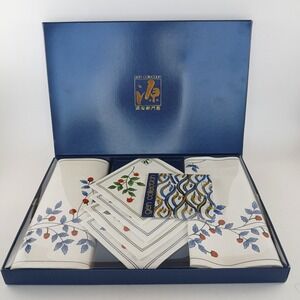 Gen Collection Japanese Tea Ritual 2 Placemat and 4 Coasters Wild Strawberry Vtg